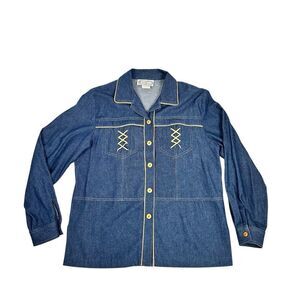 Saint Germain Paris Vintage Denim Button Front Jacket Size Large USA Made